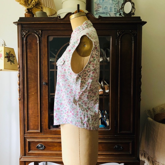 VINTAGE 90s Floral sleeveless top - Picture 8 of 11